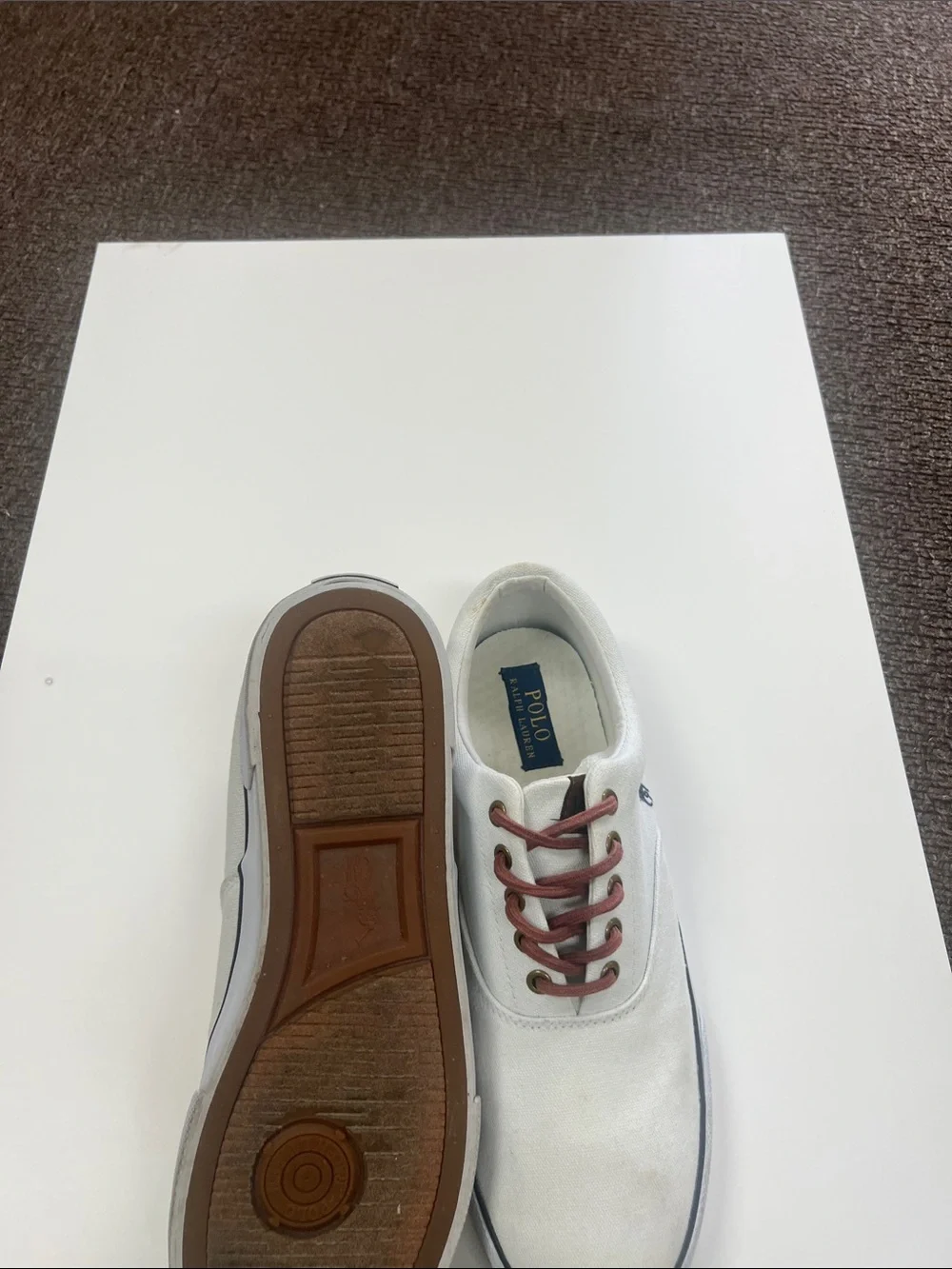 Polo by Ralph Lauren White Canvas Sneakers with Brown Laces